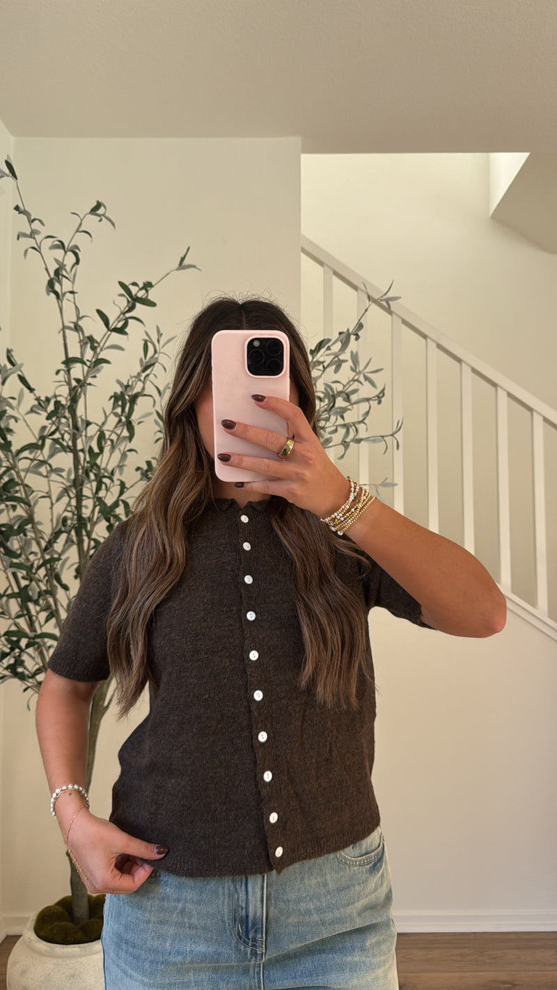 Espresso Button Knit