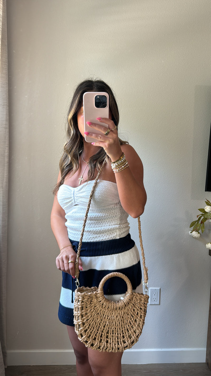 Cross Body Straw Bag