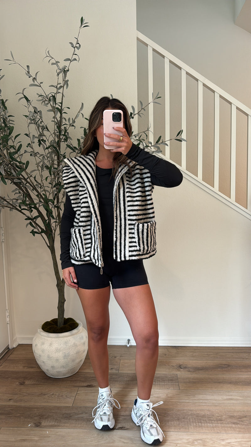 Stroll Striped Sherpa Vest - Restock #2