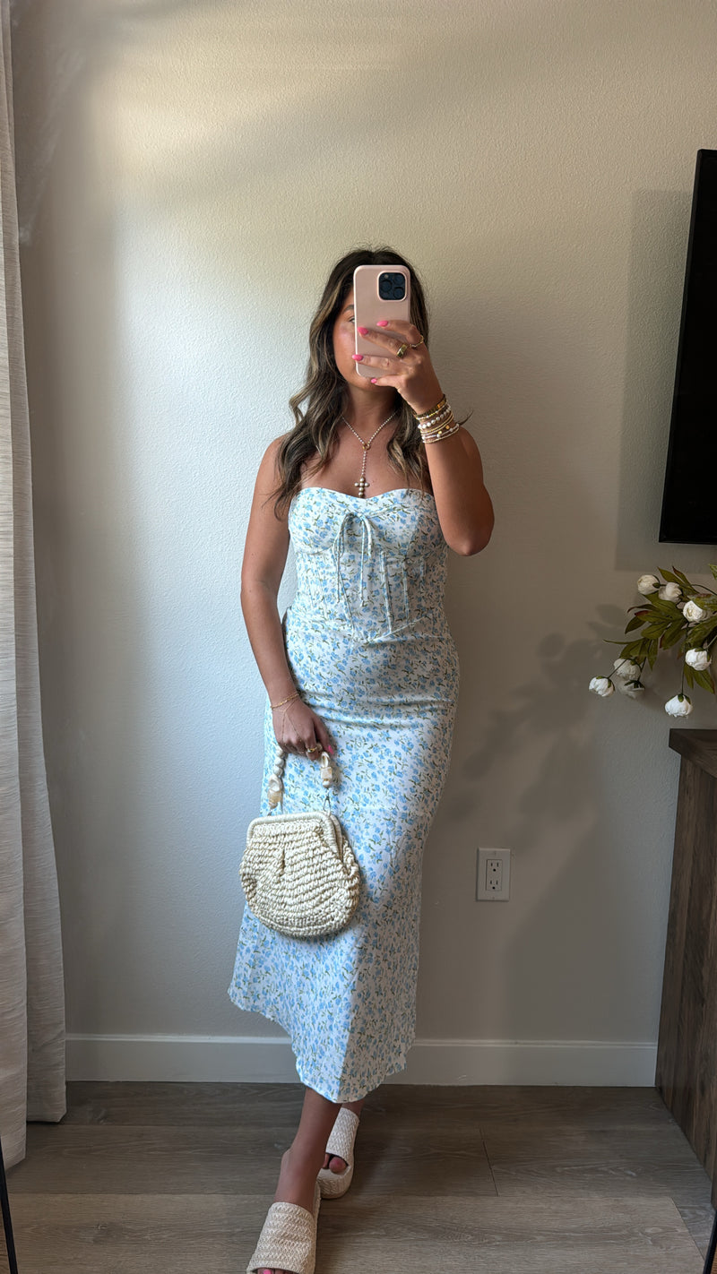 Maya Strapless Floral Dress