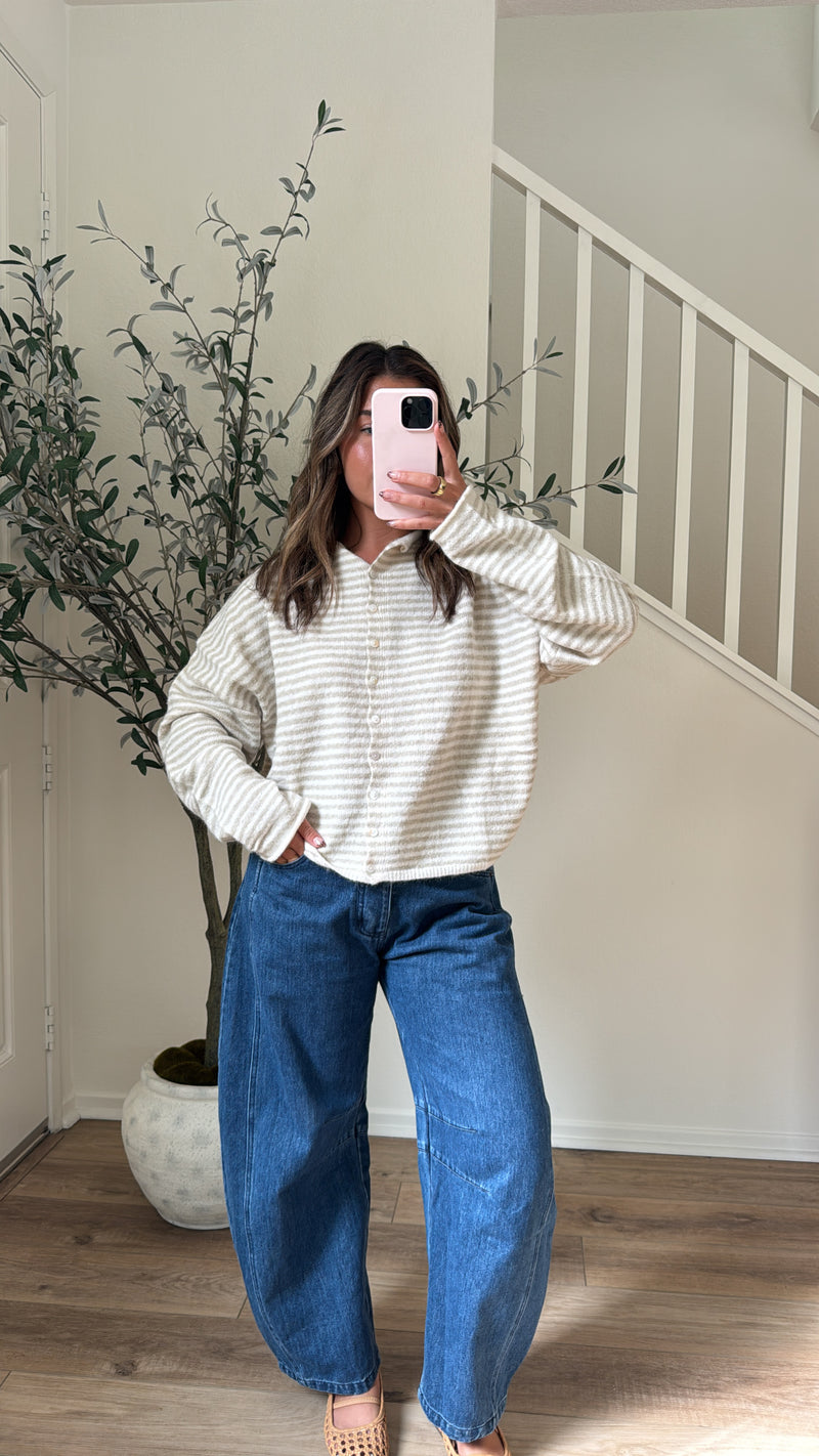 Oakley Cardigan - Striped Cream