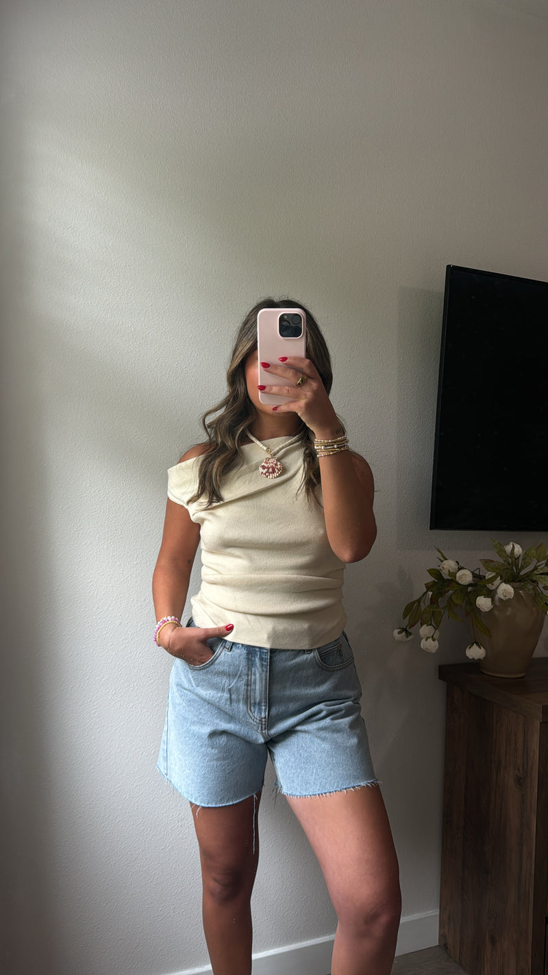 Go To Off The Shoulder Top Knit - IVORY