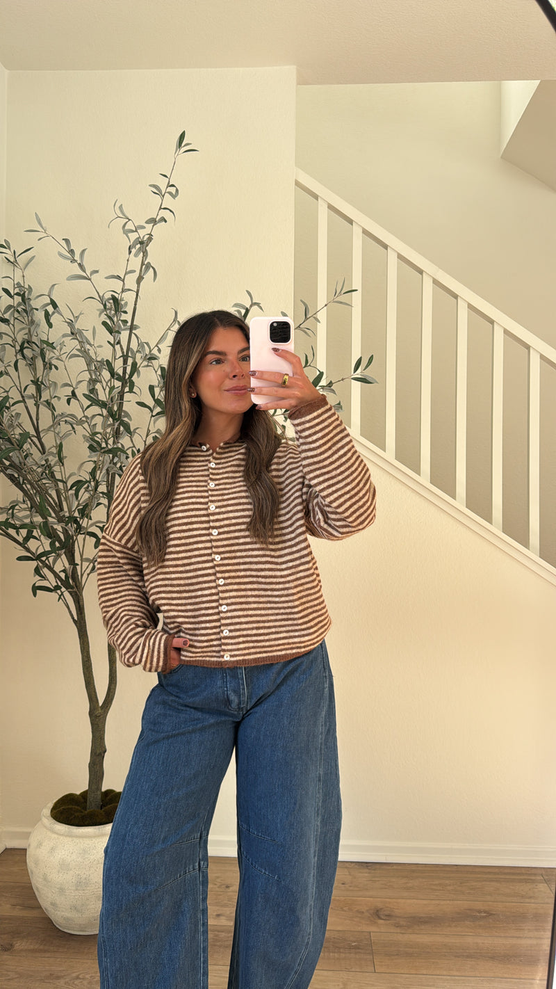 Oakley Cardigan - Striped Brown