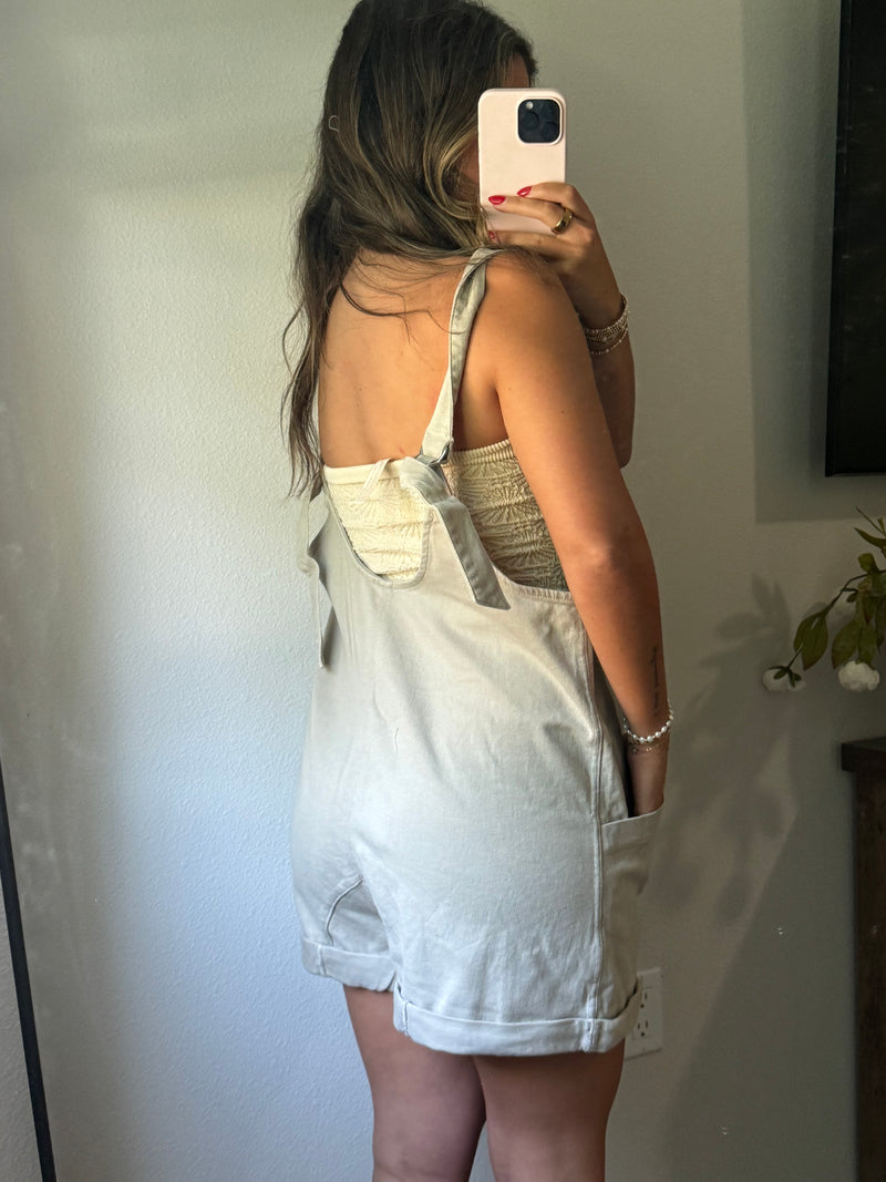 Cotton Twill Overalls - Taupe