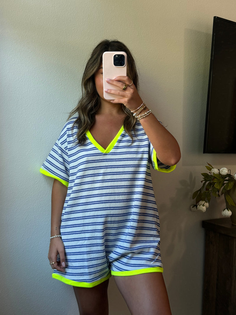 Blue Splash Terry Romper