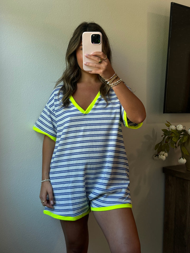 Blue Splash Terry Romper