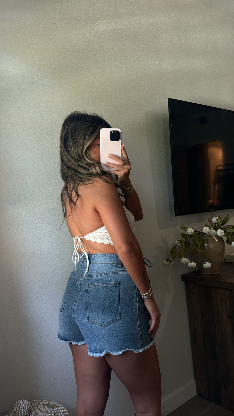 Daisy Denim Wrap Skort