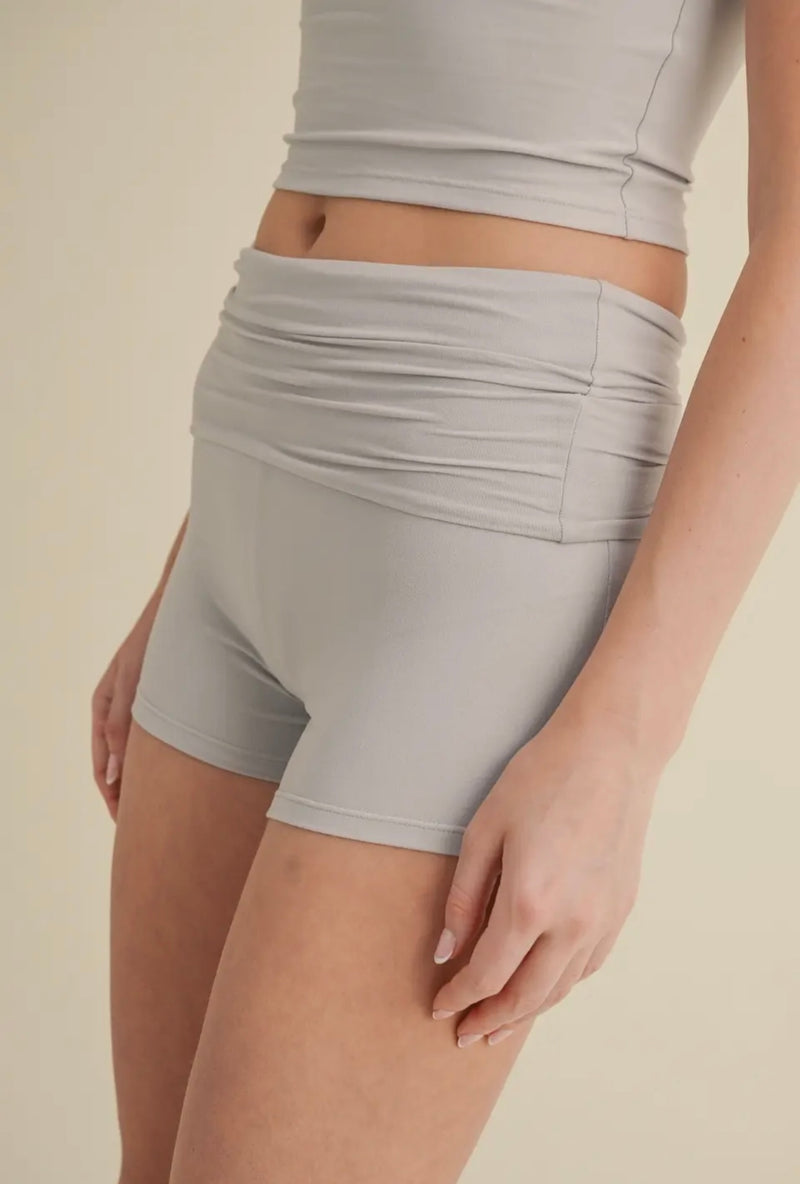 Comfort Foldover Shorts - Light Grey