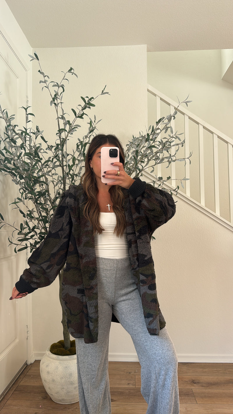 Camo Teddy Cardigan