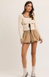 Poplin Puff Shorts - TAN