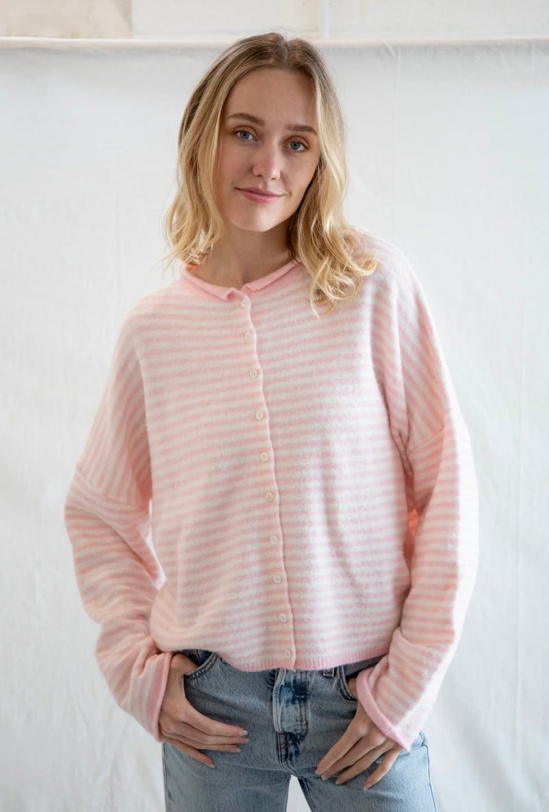 Oakley Cardigan -light pink stripe  *PRE ORDER 10/30*