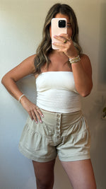 Fleur Denim Shorts - Tan