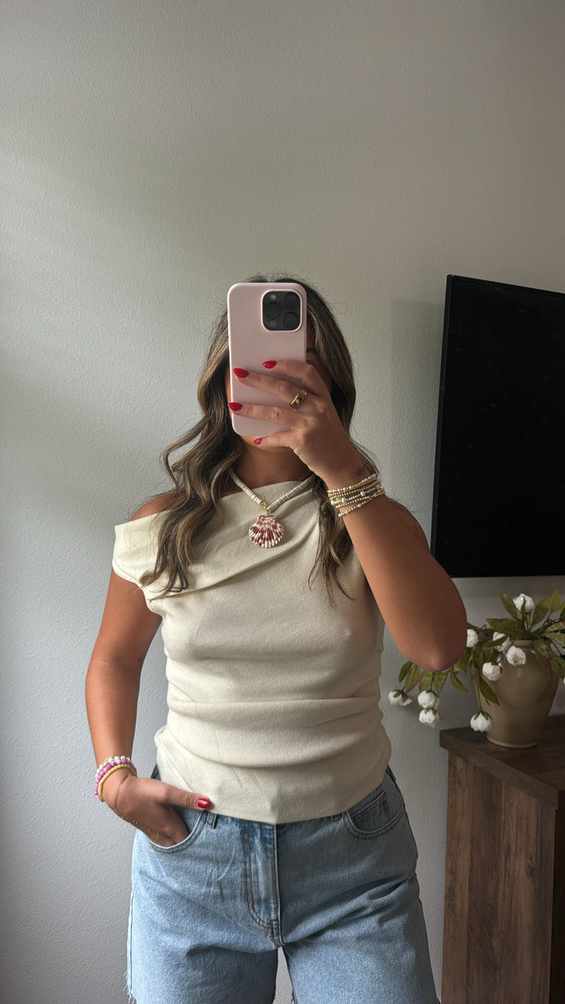 Go To Off The Shoulder Top Knit - IVORY