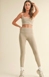 Piping Detail Crop Tank And Leggings Set