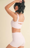 Gingham Print Ruched Bra Top