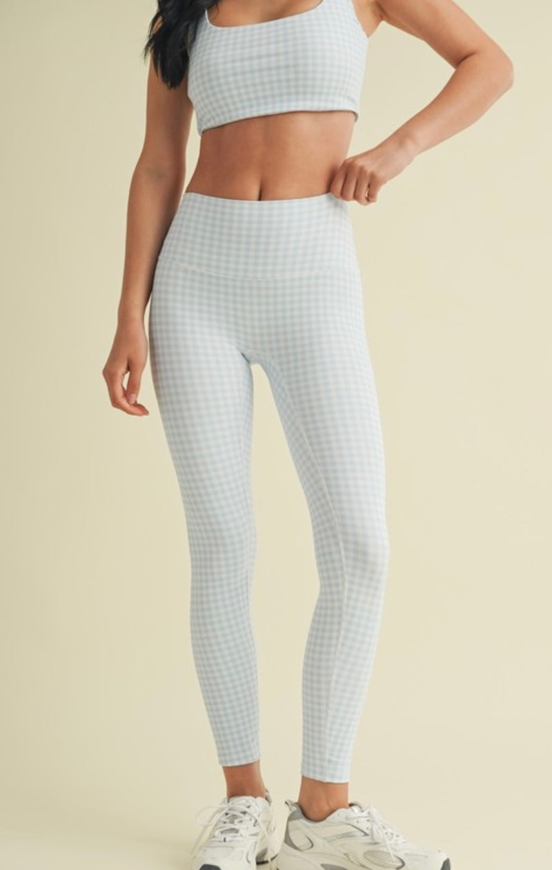 Blue Gingham Leggings