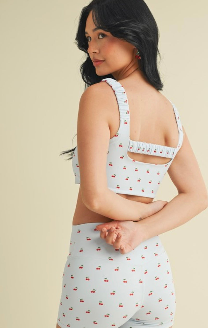 Cherry Ruched Bra Top