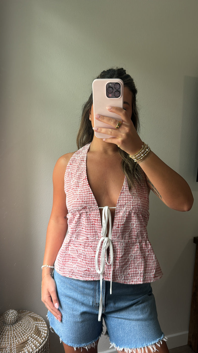 Cherry Check Halter